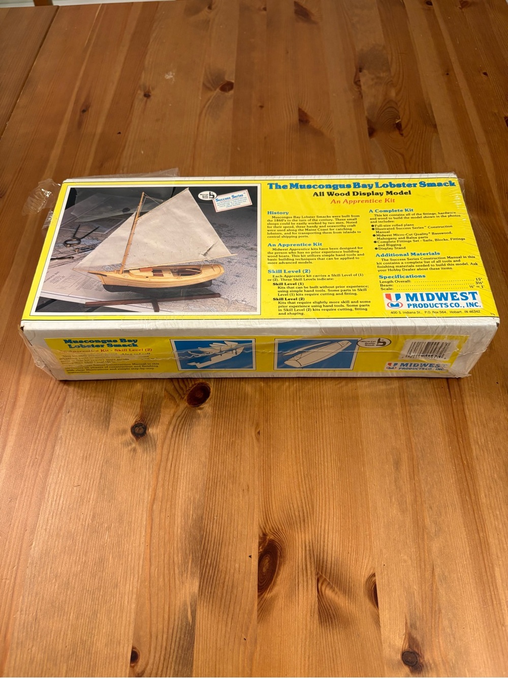 Midwest Muscongus Bay Lobster Smack Wooden Model Kit Maine Boat 1800s 15" #951